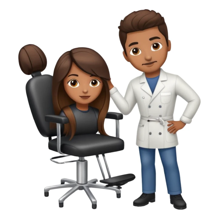 Hispanic hairstylist standing behind stylist chair sticker