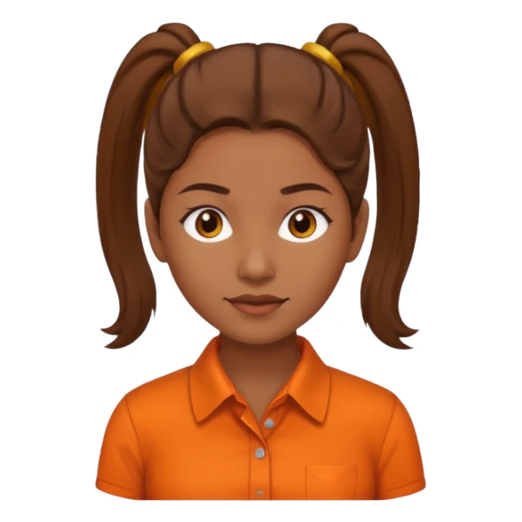 brown ponytail woman in orange collared shirt sticker