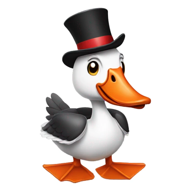 Goose with clown shoes and top hat sticker