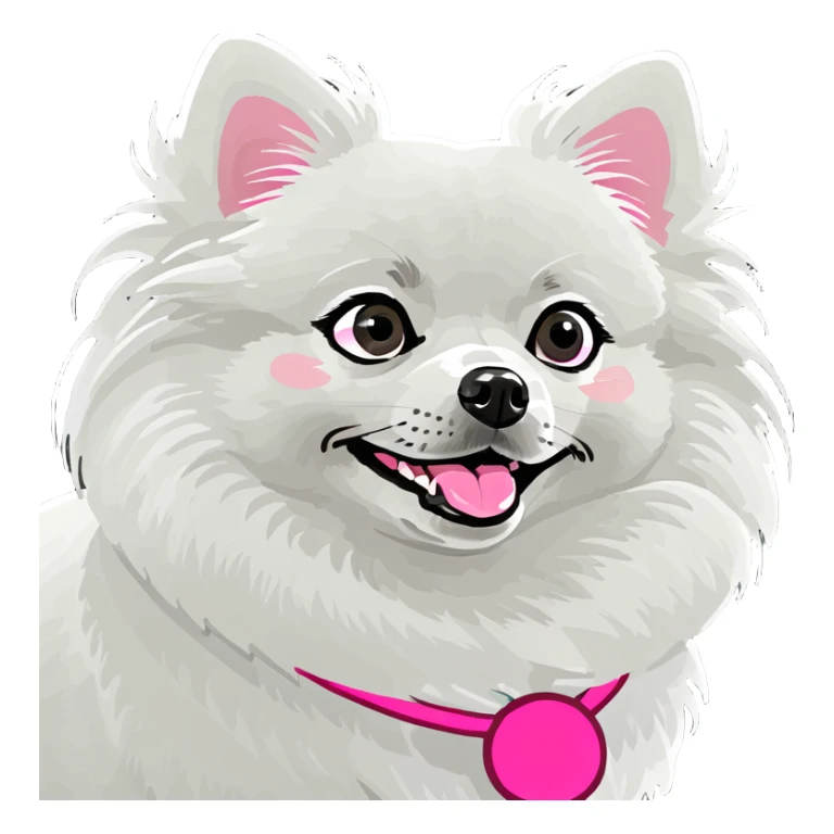 Cute White Pomeranian with pink tail sticker