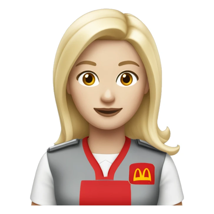 White girl blonde hair in McDonald’s UK uniform sticker
