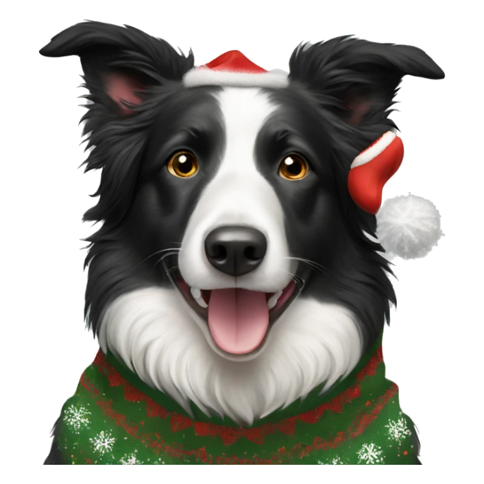 Realistic Border Collie wearing christmas Sweatshirt  sticker