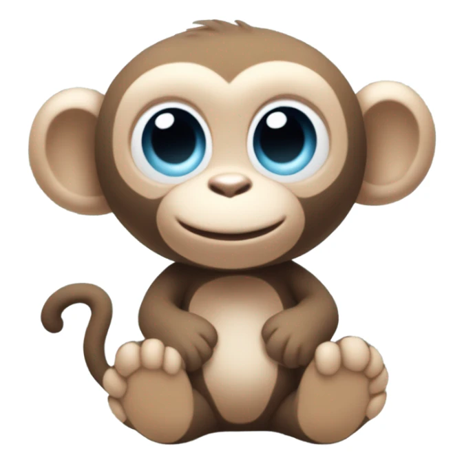 Light brown body, light blue eyes, baby monkey, jellycat stuffed animal sticker