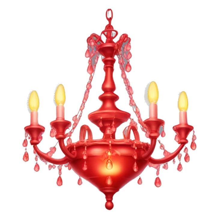 glowing red chandelier with a bottle of perfume on top sticker