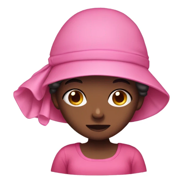 darkskin girl hiding phone while wearing pink bonnet sticker