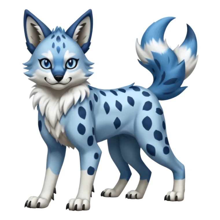 Blue serval-Lycanroc-wolf-fusion-hybrid, full body sticker