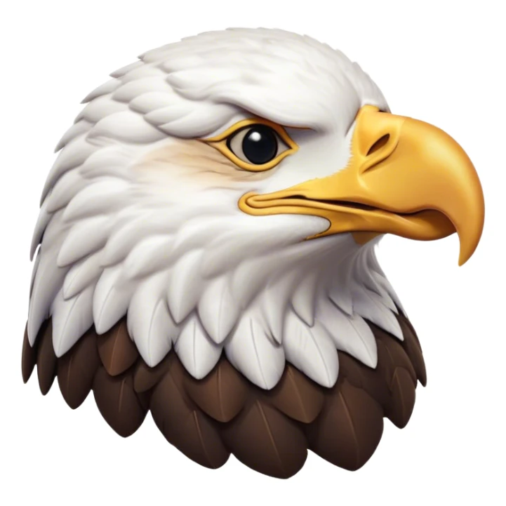 Meme-Worthy Cute Sleeping American Eagle Portrait Emoji, Head resting peacefully with a contented smile, showcasing a broad, stately form with eyes gently closed in serene slumber and a striking contrast of white head and dark body, Simplified yet adorably endearing features, highly detailed, glowing with a soft, drowsy majestic light, high shine, relaxed and utterly lovable, stylized with an air of playful laziness, soft glowing outline, capturing the essence of a sleeping American eagle that feels destined to become the next viral icon of adorable rest! sticker