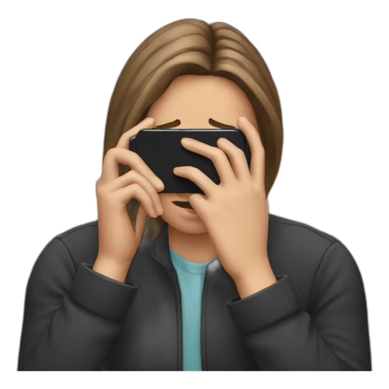 exasperated person holding a phone in front of their face sticker