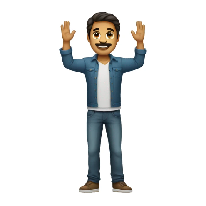Spanish man (full-body) (both arms raised) (straight hair) sticker