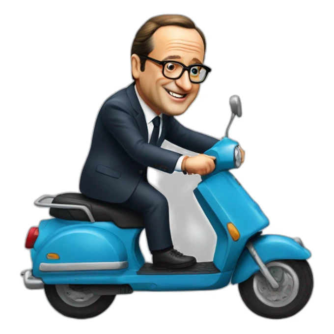 francois hollande sur un scooter sticker