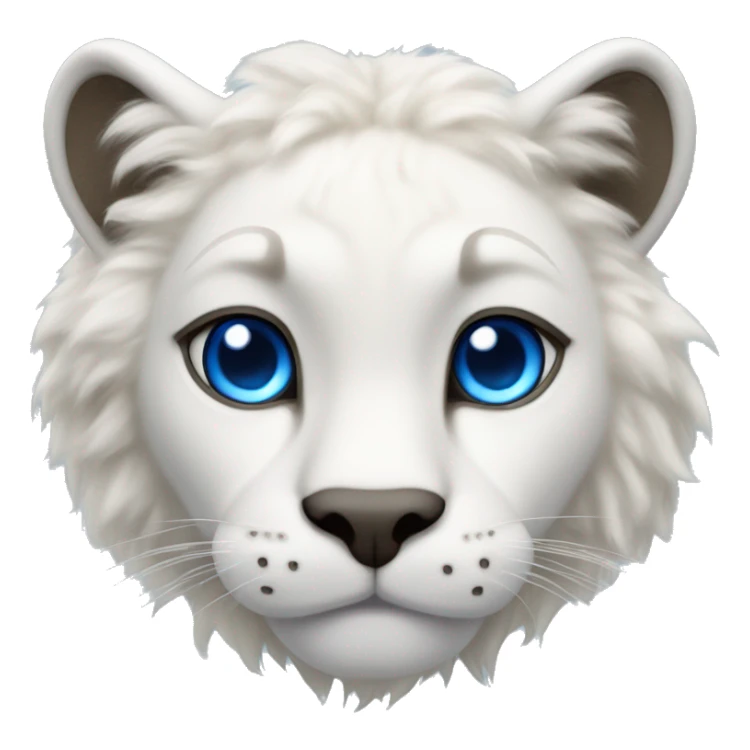 Overly fluffy white mountain lion with blue eyes sticker