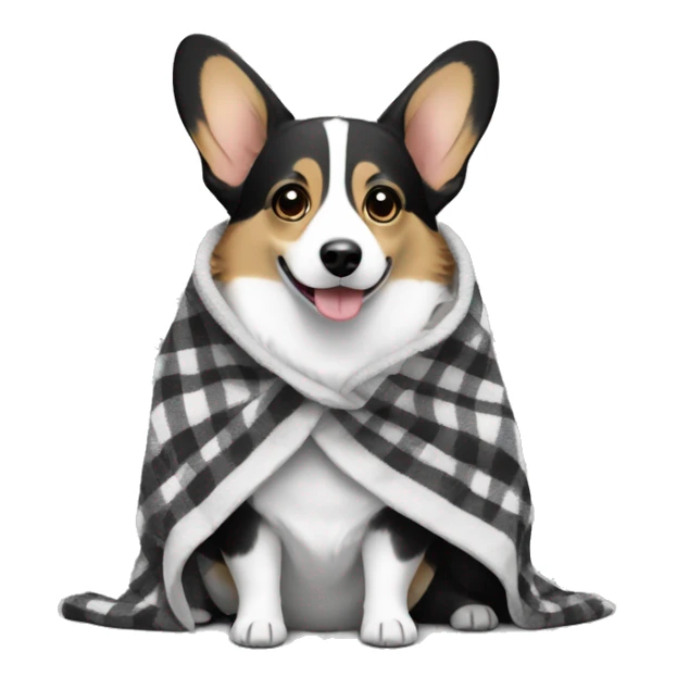 Black-white corgi cardigan in a blanket sticker
