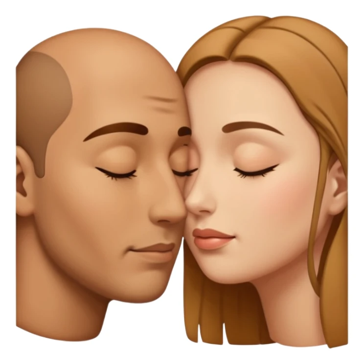 two faces whose forehead are touching another. these two people are in love and close their eyes sticker