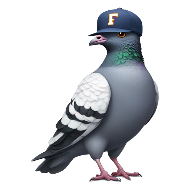Pigeon wearing F1 hat sticker