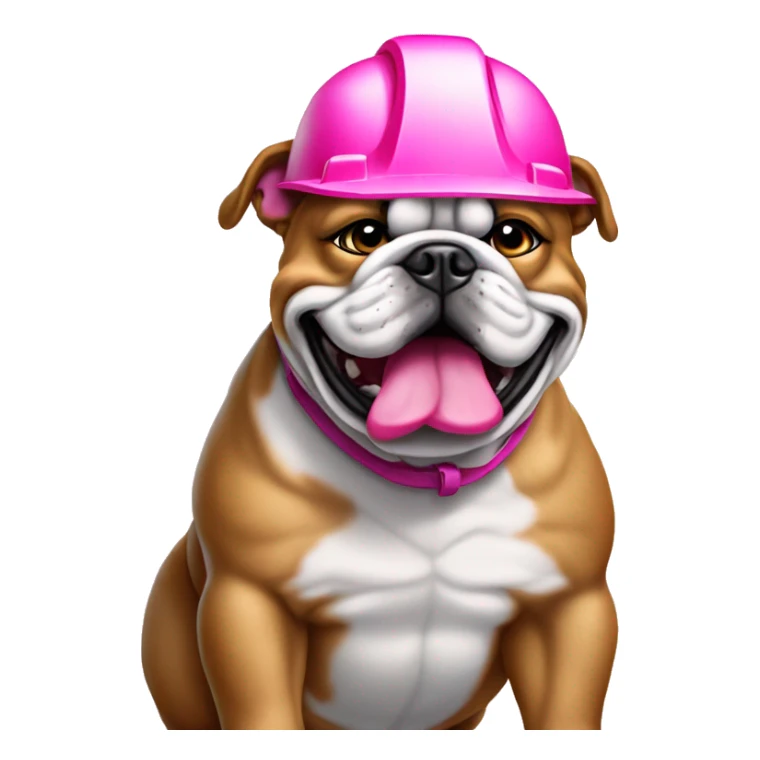 bulldog with pink hard hat that is 24x24 sticker