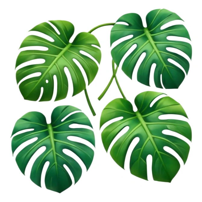 three small icons of mostera leaves sticker