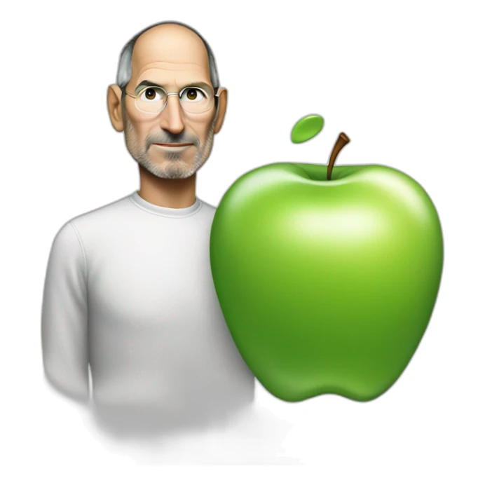 Steve Jobs with apple sticker