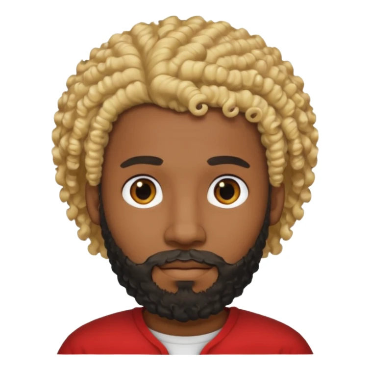 Black man with curly blonde hair and a black beard sticker