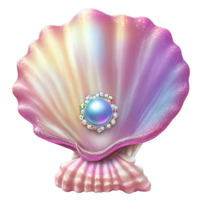 Lisa Frank sparkle sea shell with pearl ￼ sticker