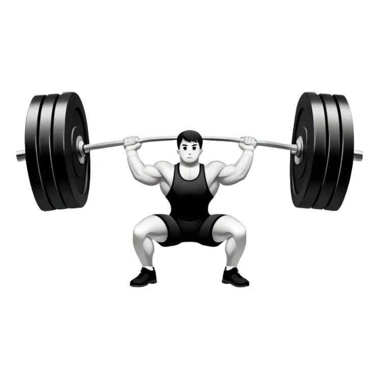 Powerlifting emblem featuring a stylized barbell with heavy weights, bold and strong font, dynamic lines, and muscular silhouette. Clean, modern, and impactful design, suitable for representing the strength and power of the sport. Transparent background. sticker