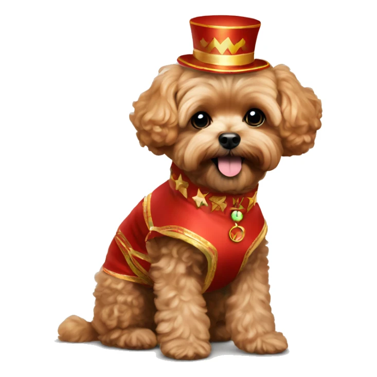 Red Maltipoo in new year costume  sticker