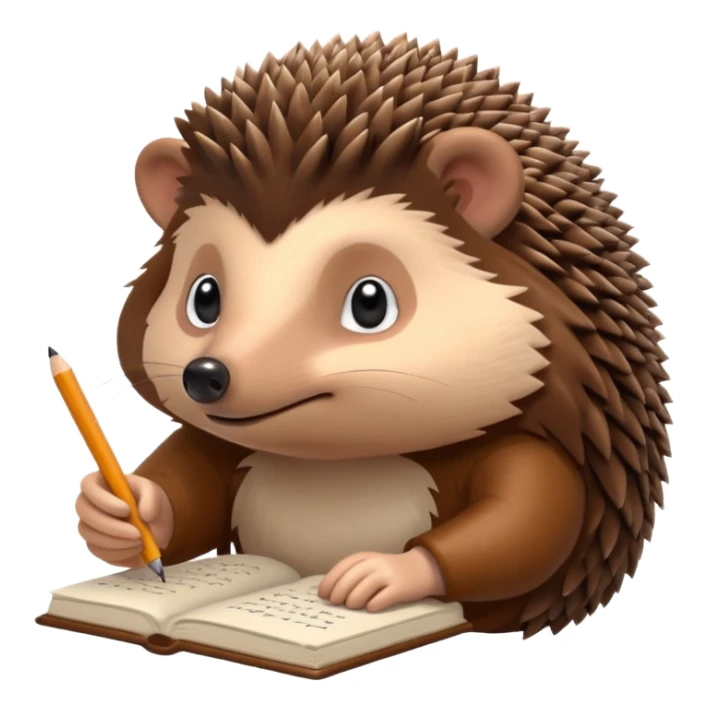 hedgehog writing poetry sticker