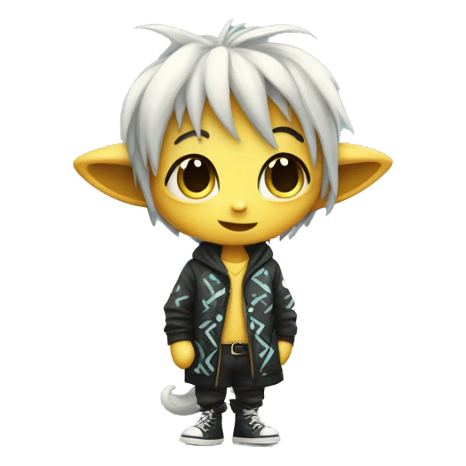 an edgy cute kawaii vernid-fionbri with splash patterns full body sticker