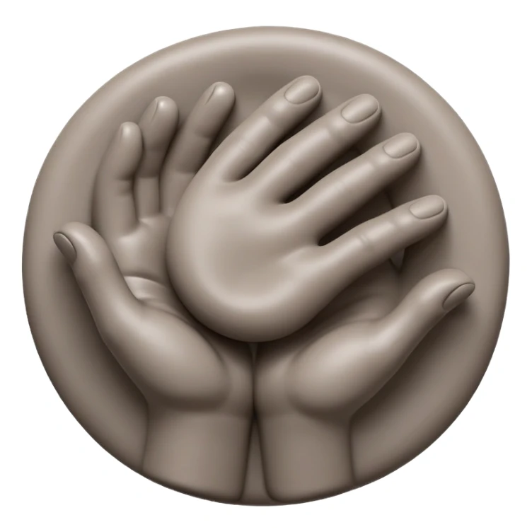 single hand with curved fingers hugging the side of a clay blob on a silver pottery wheel sticker
