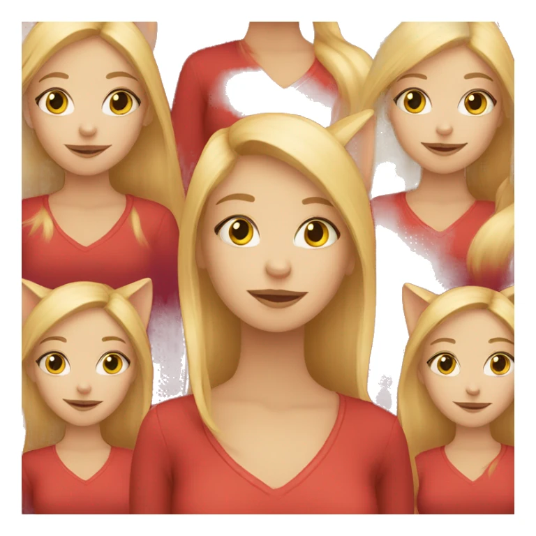 blonde girl with red cat sticker
