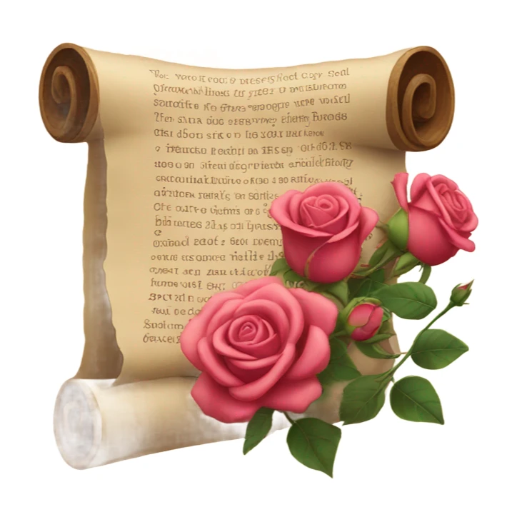 Realistic valentine poetry scroll with roses sticker