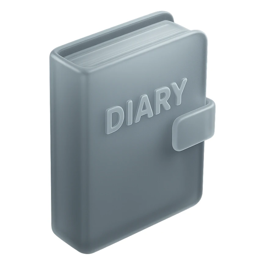 a diary, matte glass style, frosted translucent effect sticker