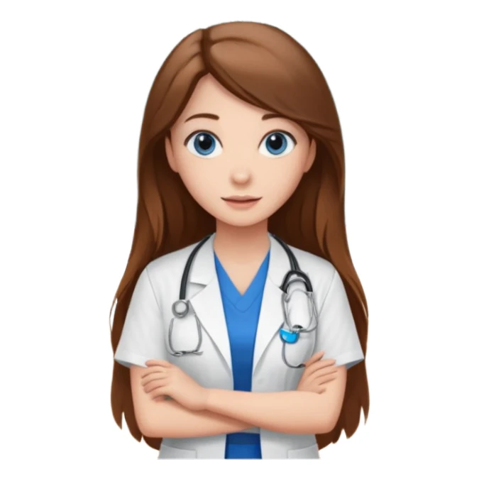 inside a classroom at university that says nursing school on the board with a pretty female nursing student with long brown hair, blue eyes sticker