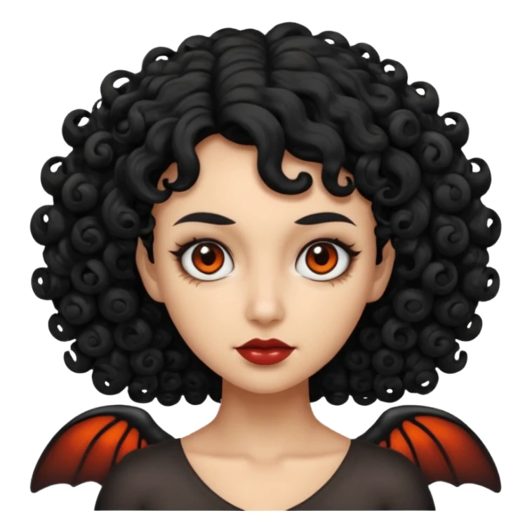 A woman with a curly black hair with mothman sticker