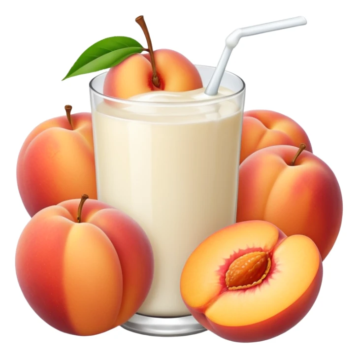 There is a lot of milk on the cut peaches. sticker
