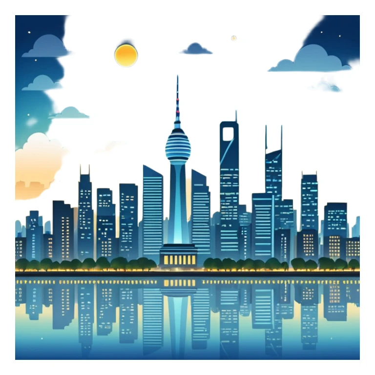 8k quailty, extremely high resolution.
Of a bustling city skyline, towering buildings, detailed lights, urban-themed sticker