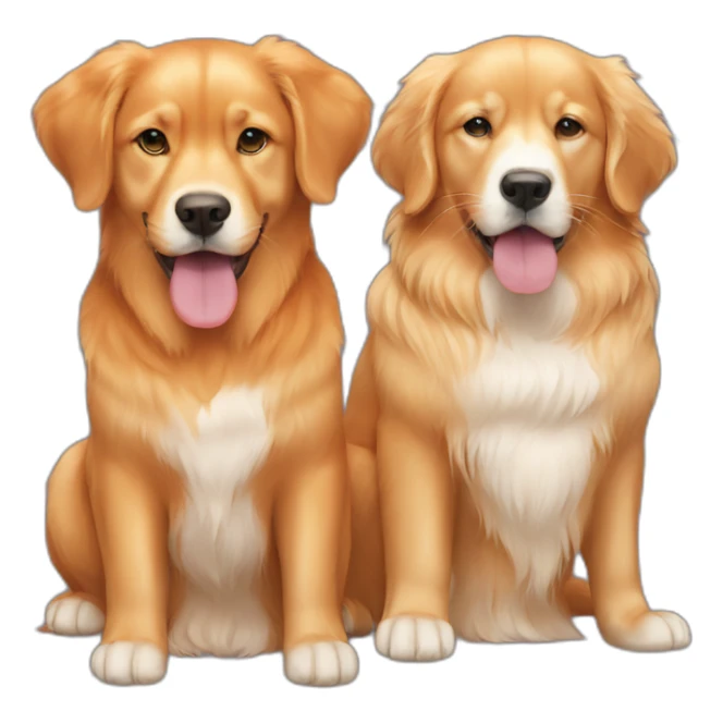 one orange cat and two golden retriever dogs sticker