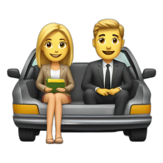 man and woman in car sticker