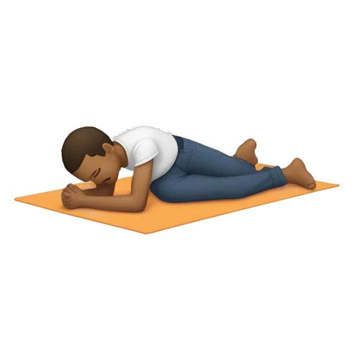 A person doing the Alexander Technique position. It consists of a person laying on the floor with their hands by their side and legs in position. The person laying down should resemble the artist Rex Orange County. sticker