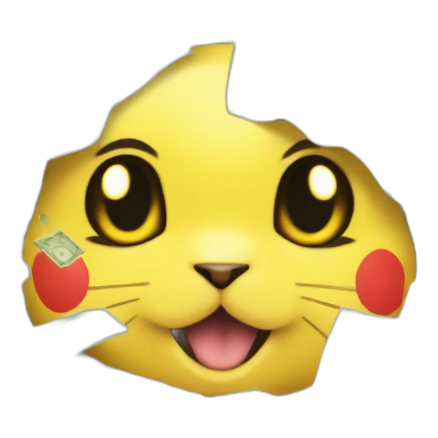 pikachu face with dollar signs instead of eyes counting money sticker