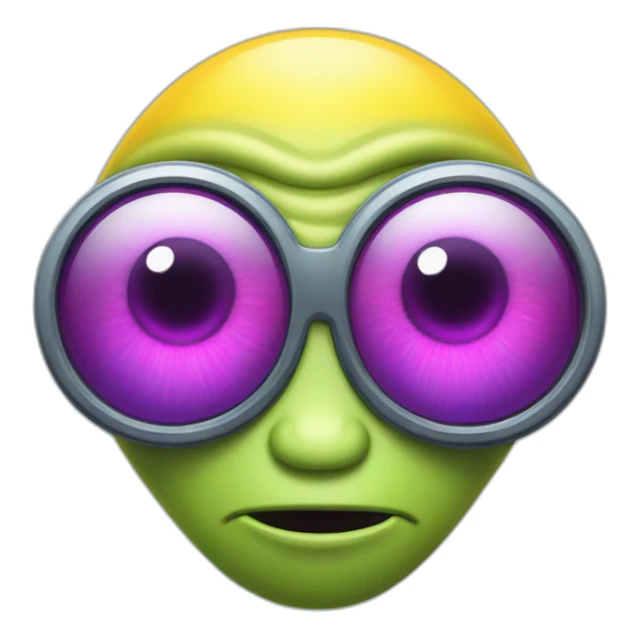 An alien with 4 four eyes, a big yellow head that had red, purple and light blue highlights sticker