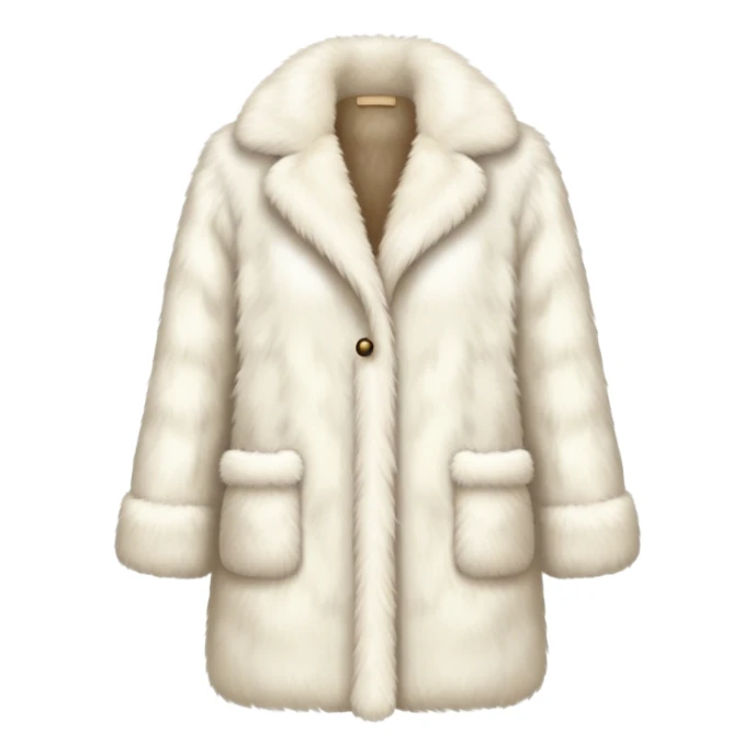 Realistic ivory faux fur coat sticker