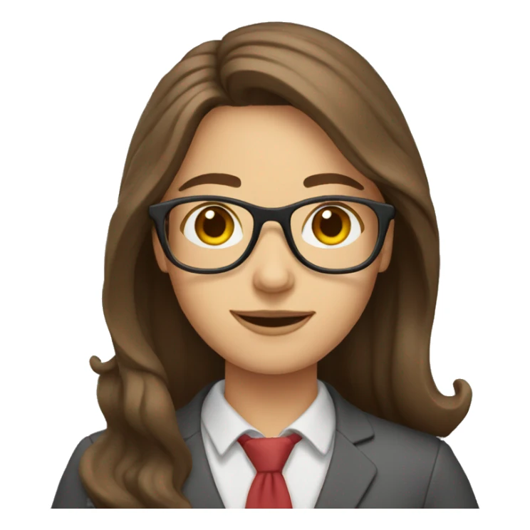 teacher with long brown hair and glasses sticker