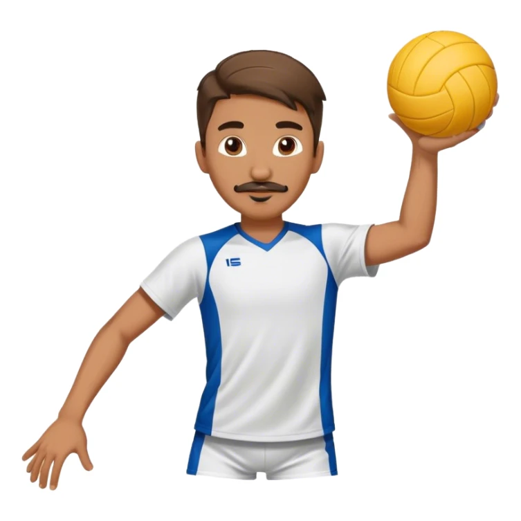 Boy with short-long middle part with goatee and mustache playing volleyball sticker