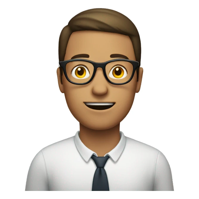 A man with glasses on, with half of the hand heart shape next to his face sticker