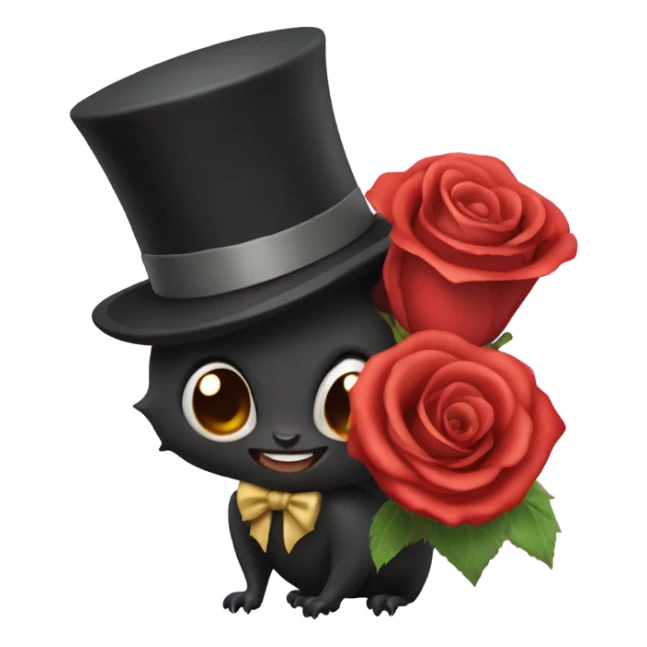 Bat wearing top hat with bouquet of roses sticker