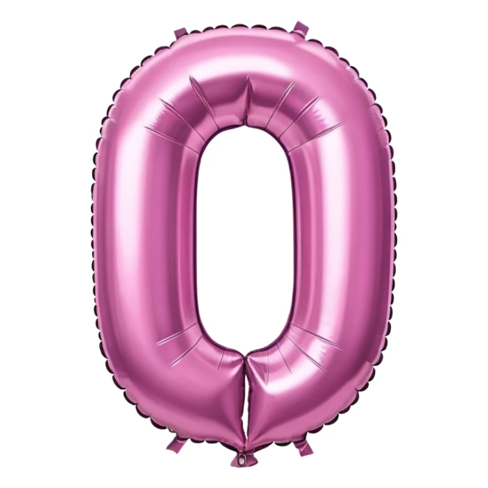 Pink foil balloon in the shape of a number 0 sticker