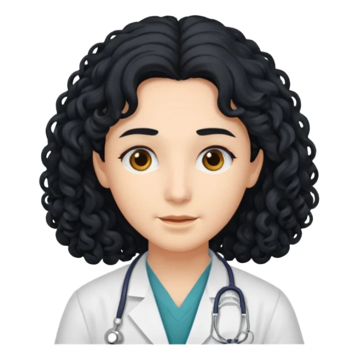Doctor with long curly black hair sticker