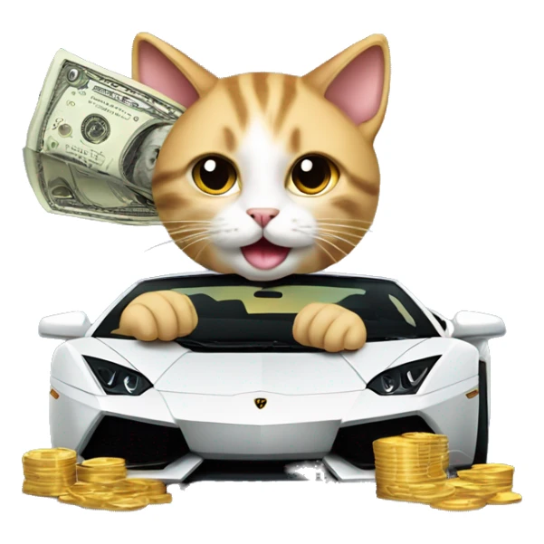 CAT driving a Lamborghini with Money in it’s Hand  sticker