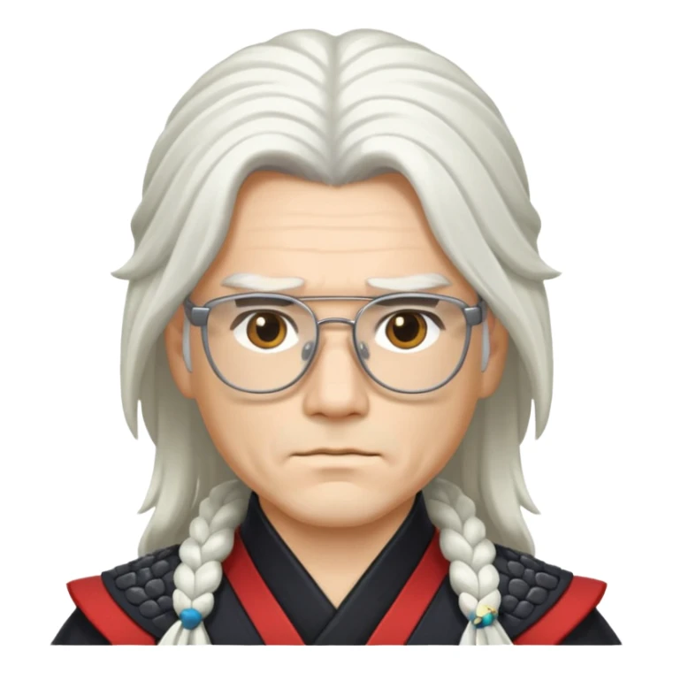 white long hair samurai with glasses sticker