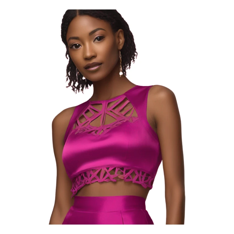 Realistic magenta cut out silk crop top blouse. sticker